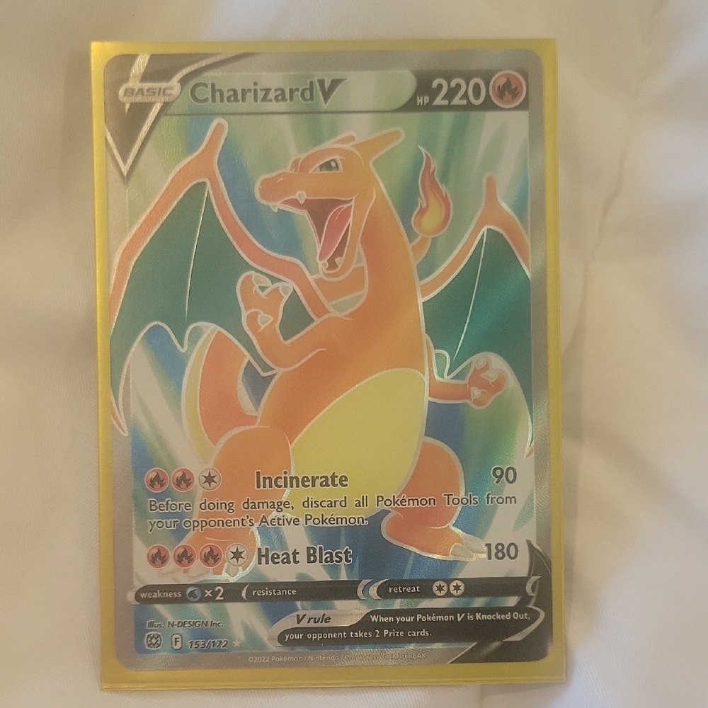 Pokemon Charizard V Card - Gold, Orange, Blue
